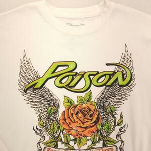 Poison Band Long Sleeve Casual Crew Neck Graphic T Shirt Mens Size S White